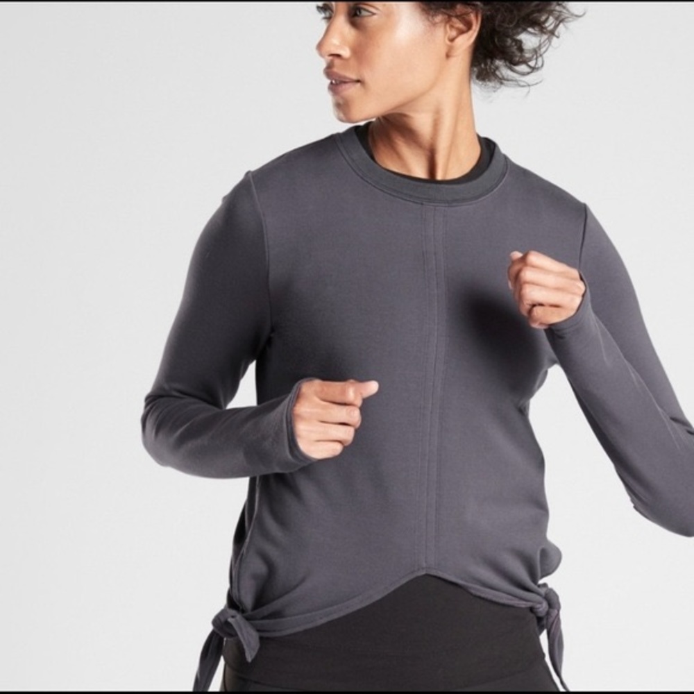 Athleta Charcoal Gray Samsara Side Tie Lightweight Sweatshirt Medium